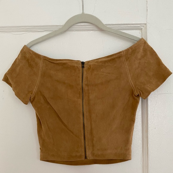 Rare Showroom Sample | Alice & Olivia Faux Suede Crop Top - Picture 6 of 11